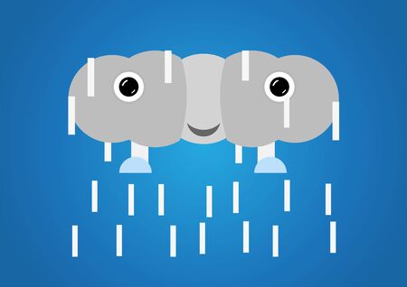 Rainy Cloud on blue background in concept of cartoon art.のイラスト素材