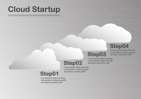 Infographic clouds with text space on grey and white background.のイラスト素材