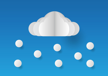 Clouds isolated on blue background in paper cut style.のイラスト素材