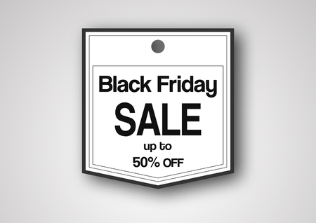 Banner template for Black Friday with text space on grey and white background. Hands hold the black circle.のイラスト素材