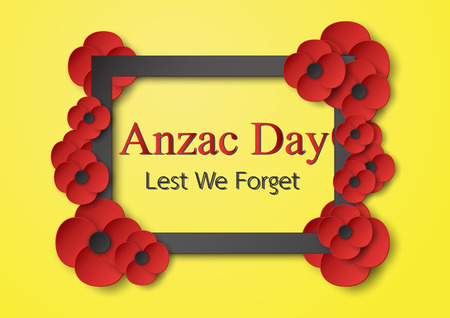 Abstract background with flower for Anzac Day on 25 April. Paper craft design with copy space.のイラスト素材