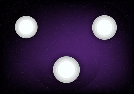 Flat moon on purple space background with star. Abstract science template.のイラスト素材