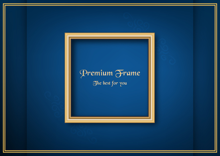 Golden classic frame on blue gradient background.のイラスト素材