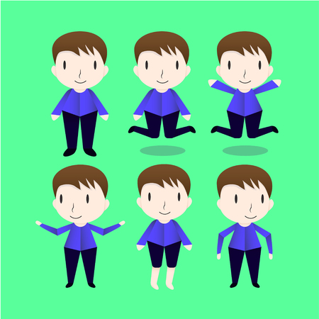 Set of the man characters design isolated on green background.のイラスト素材