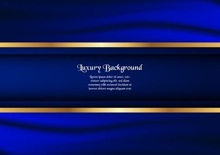 Abstract blue background in premium concept with golden border. Template design for cover, business presentation, web banner, wedding invitation and luxury packaging.のイラスト素材