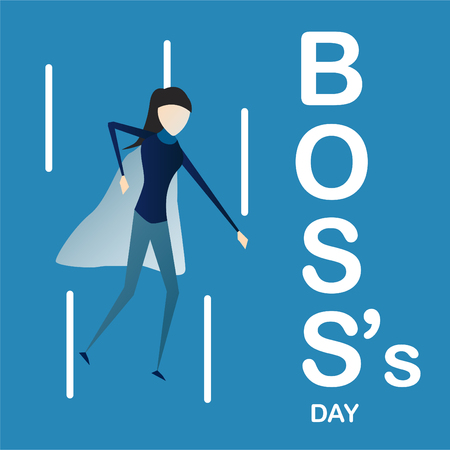 Happy Boss's day background with super boss woman isolated on blue background. Character of vector design.のイラスト素材