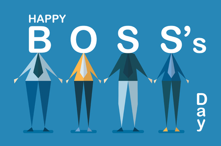 Happy Boss's day background with employee isolated on blue background. Character of vector design.のイラスト素材