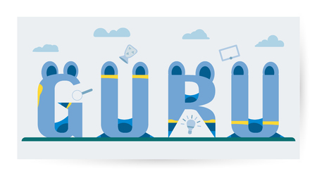 Vector design in concept of Happy Guru Purnima isolated on white background.  Flat color with blue tone.のイラスト素材