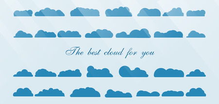 Set of the best cloud isolated on blue background with text space and light.のイラスト素材