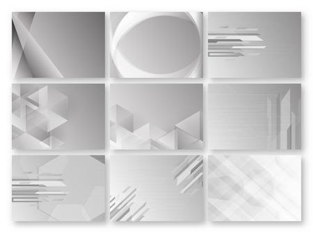 Abstract grey background with text space. Set of polygon template in black and white tone. Web banner design. Vector illustration.のイラスト素材