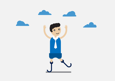 Character design of disable person that is business man with blue cloth and cloud.のイラスト素材