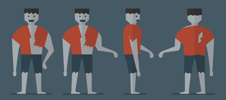 Character design of frankenstein for Halloween day, 31 October, Vector illustration isolated on dark blue background.のイラスト素材