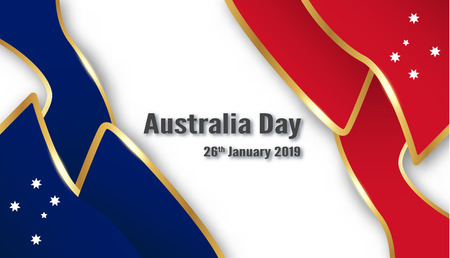 Happy Australia Day on 26 January. Template design for poster, invitation card, banner, advertising, flyer. Vector illustration in paper cut and craft style. のイラスト素材