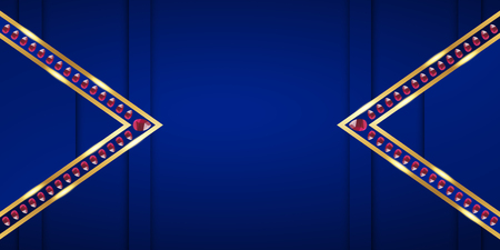 Abstract blue background in premium indian style. Template design for cover, business presentation, web banner, wedding invitation and luxury packaging. Vector illustration with golden border.のイラスト素材