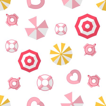 Pattern design for summer season. Vector illustration is in flat style for gift wrapping paper, texture, kid book cover. Top view.のイラスト素材