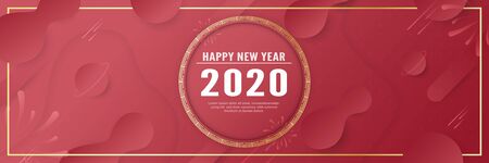 Vector illustration template for celebration of new year 2020. Modern abstract gradient background in liquid and fluid style. Trend design of the world.のイラスト素材