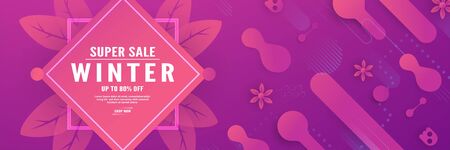 Abstract background for spring season. Template design in long banner style with new trend of gradient. Vector illustration for cover, discount promotion, advertisement.のイラスト素材