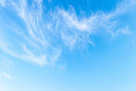 Blue sky with cirrus cloud. It's clearing day and good weather in the morning. It's best time for travelling on holiday.の写真素材