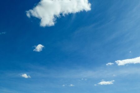 Blue sky with cloud that similar heart shape. It's good day in the morning. It's best time for travelling on holiday.の写真素材