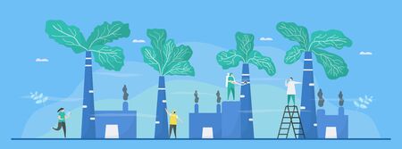 Manipulation design in concept of air pollution, such as PM2.5 and PM10. People should plant more trees. Vector illustration for World Environment Day.のイラスト素材