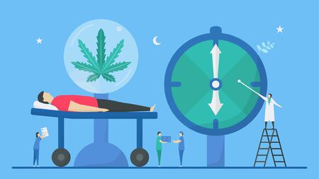 Benefit of cannabis. This thing can make a good health such as sleep well. Vector illustration in flat style.のイラスト素材