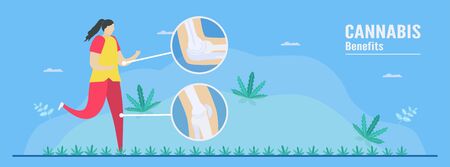 Benefit of cannabis. This thing can make a good health such as body joints. Vector illustration in flat style.のイラスト素材