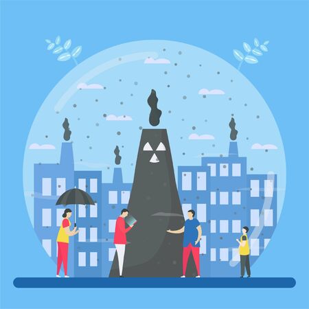 Air pollution, such as PM2.5 and PM10, causes danger to people. This problem can make people die because stroke, heart disease, lung cancer. Vector illustration for World Environment Day..のイラスト素材