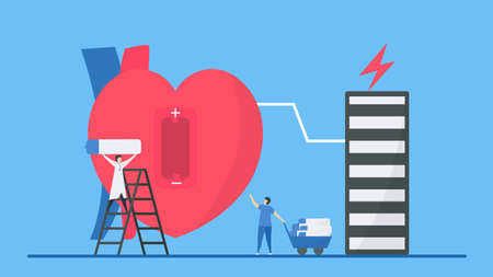 Cardiology illustration. Heart disease problem called bradycardia arrhythmia. If heart has Low...
