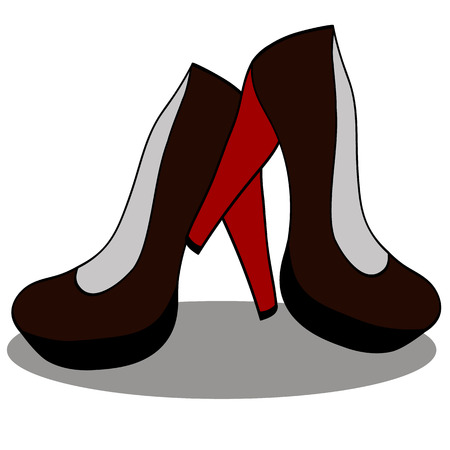 High-heeled shoes isolated on white background,のイラスト素材