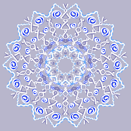 White-blue openwork mandala, vector. Lace, snowflakeのイラスト素材