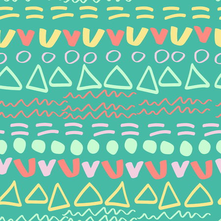 Geometric abstract seamless pattern, vector. Hand-drawn doodle textureのイラスト素材