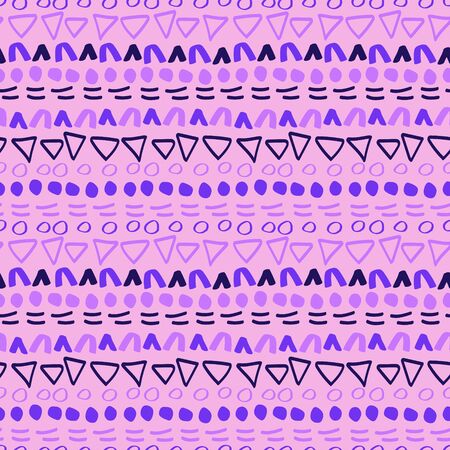 Cute hand-drawn geometric seamless texture, vector. Good for surface decor, print on fabric, cover and moreのイラスト素材