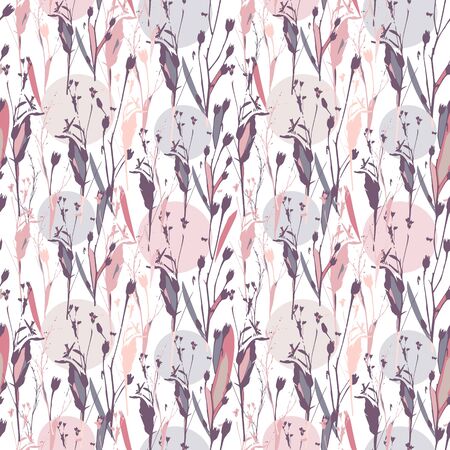 Beautiful floral botanical texture, vector. Neutral botanical seamless pattern in pastel colors. Good for wallpaper, textile, surface decorationのイラスト素材