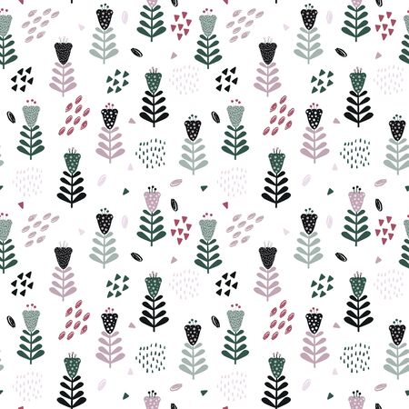 Floral seamless pattern with stylized flowers, vectorのイラスト素材