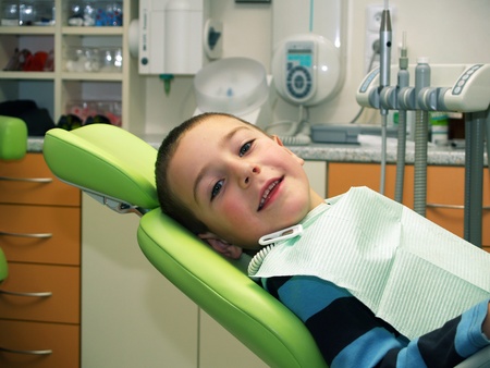 Preschool boy on dental prevention examinationの写真素材