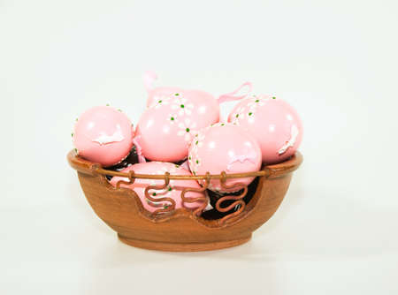 Easter eggs in ceramic dish