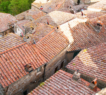 Roofs in ancient town Sorano in Tuscany, Italyの写真素材