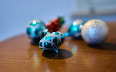 Close up of a christmas ball decorationの写真素材