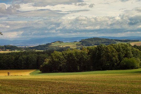 View from the forests to Spitzkunnersdorfの写真素材
