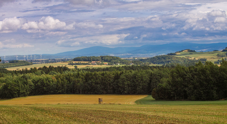 View from the forests to Spitzkunnersdorfの写真素材