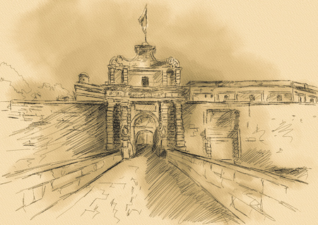 Sketch of T Mdina, MALTAの写真素材