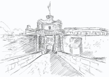 Sketch of T Mdina, MALTAの写真素材