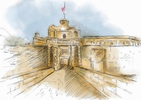 Sketch of T Mdina, MALTAの写真素材
