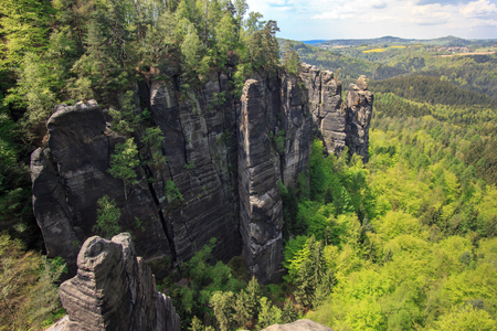 panorama view at Saxon Switzerland National park, Germanyの写真素材