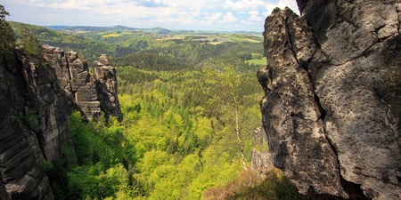 panorama view at Saxon Switzerland National park, Germanyの写真素材