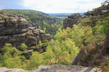 panorama view at Saxon Switzerland National park, Germanyの写真素材
