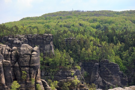 panorama view at Saxon Switzerland National park, Germanyの写真素材