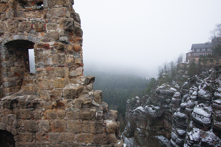 Oybin castle built in trirdteen century in Germanyの写真素材