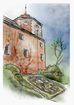 Zittau building Fleischerbasteiの写真素材