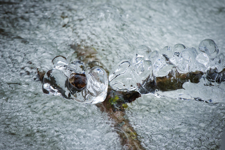 ice icicle in water abstract formationの写真素材